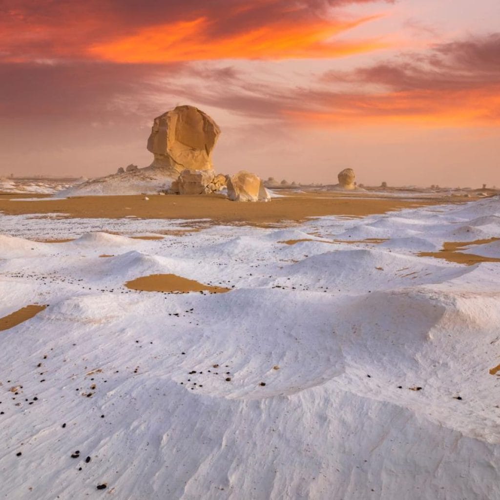 White Desert limestone formations in Egypt